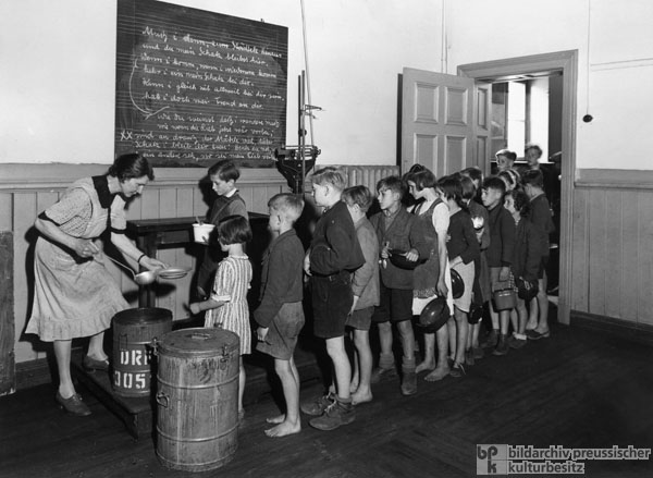 Food being Served to Children at a Hamburg School (1946)